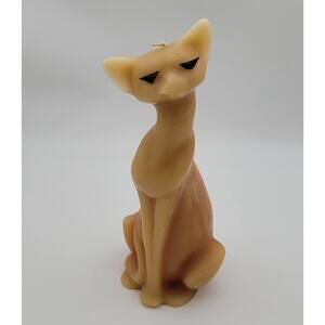 Vintage MCM Siamese Cat Wax Candle Black Eyes 14” Tall 60's 70's